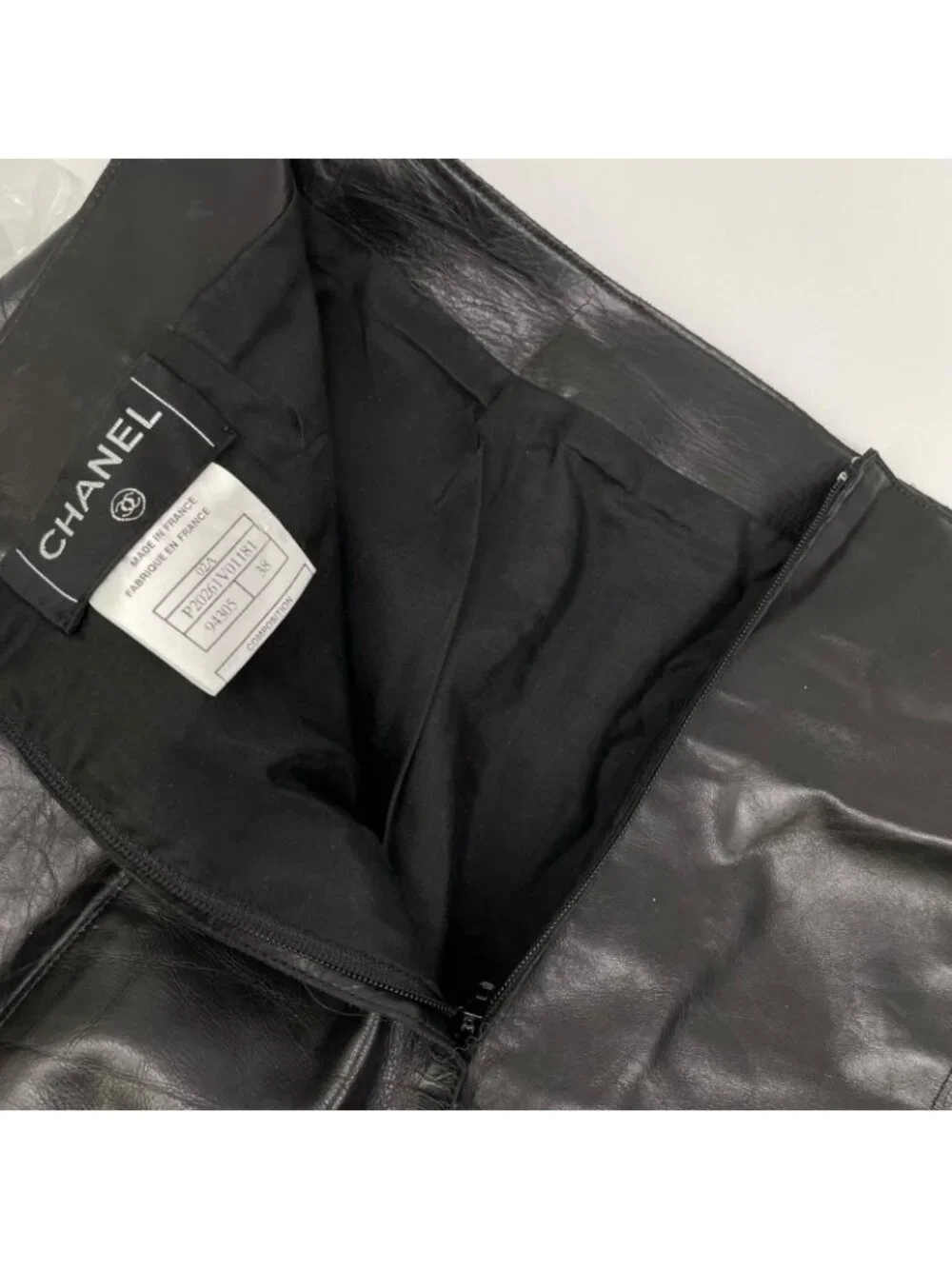 Chanel 02A CC Logo Leather Skirt 38